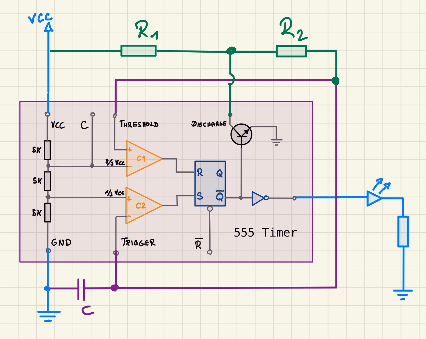 555 Timer - Astable Mode