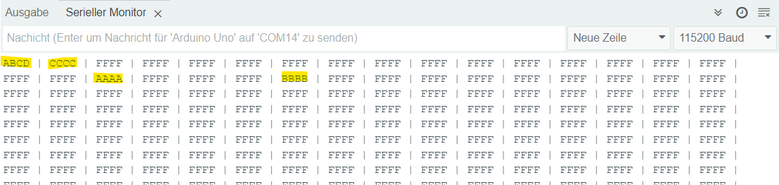 Anzeige des kompletten Flash Speicherinhaltes