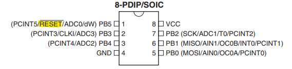 Pinbelegung des ATtiny13